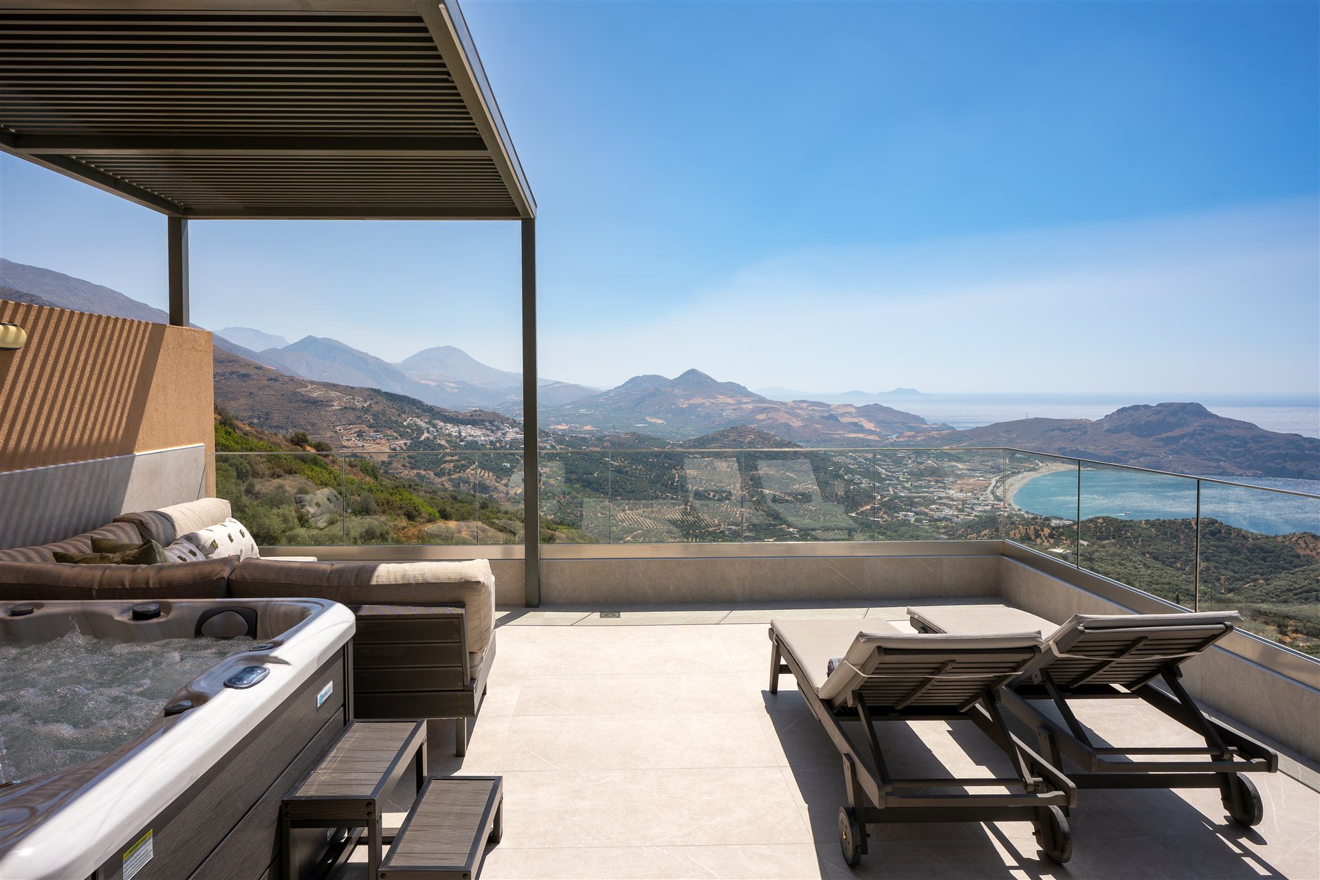 Terrace overlooking the bay of Plakias at Sellia Resort